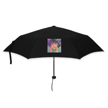 80s anime girl calming high quality fashion print - Umbrella (small) - black - Front