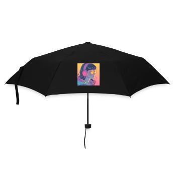 80s anime girl calming high quality fashion print - Umbrella (small) - black - Front
