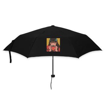 80s anime girl calming high quality fashion print - Umbrella (small) - black - Front