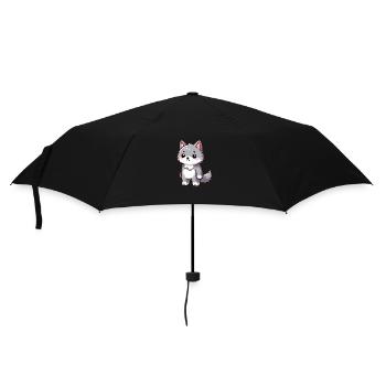 Sad little cute wolf - Umbrella (small) - black - Front