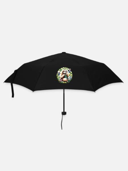Faultier stricken - Regenschirm (klein) - Schwarz