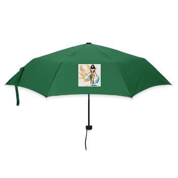 Hawaiianisches Surfer Girl - Regenschirm (klein) - Flaschengrün - Vorne