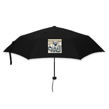 Japan Ukijo e Stil Schreibtisch Labradoodle - Regenschirm (klein) - Schwarz - Vorne