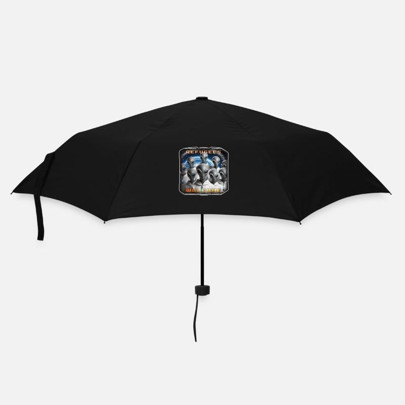 Out of Space - Refugees Welcome Design - Version 4 - Regenschirm (klein) - Schwarz
