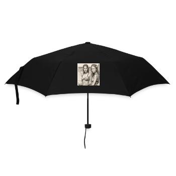 Female surfers on the beach: detailed pencil drawings - Umbrella (small) - black - Front