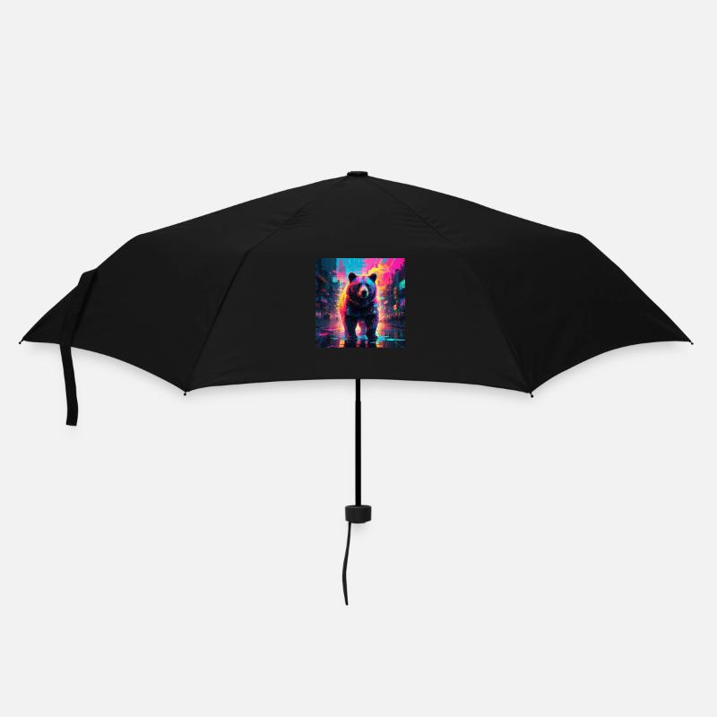 Neon Bär - Regenschirm (klein) - Schwarz