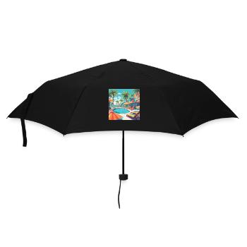 Pool Sommer Urlaub Palmen - Regenschirm (klein) - Schwarz - Vorne