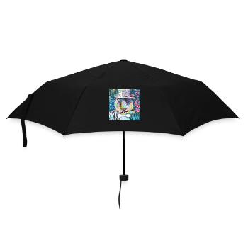 Glücklicher Löwe - Regenschirm (klein) - Schwarz - Vorne