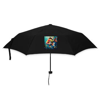 Fisch farbig - Regenschirm (klein) - Schwarz - Vorne