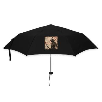 Japanese, Samurai, Cherry Blossom, Art, Ukiyo-E - Umbrella (small) - black - Front