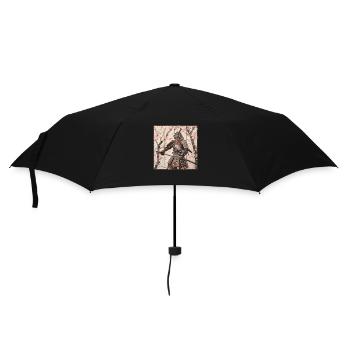 Japanese, Samurai, Cherry Blossom, Art, Ukiyo-E - Umbrella (small) - black - Front