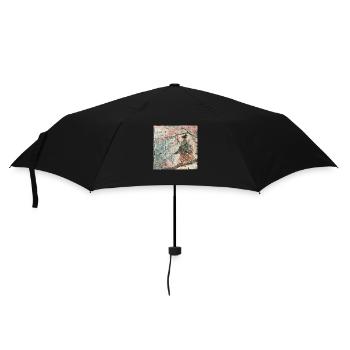 Japanese, Samurai, Cherry Blossom, Art, Ukiyo-E - Umbrella (small) - black - Front