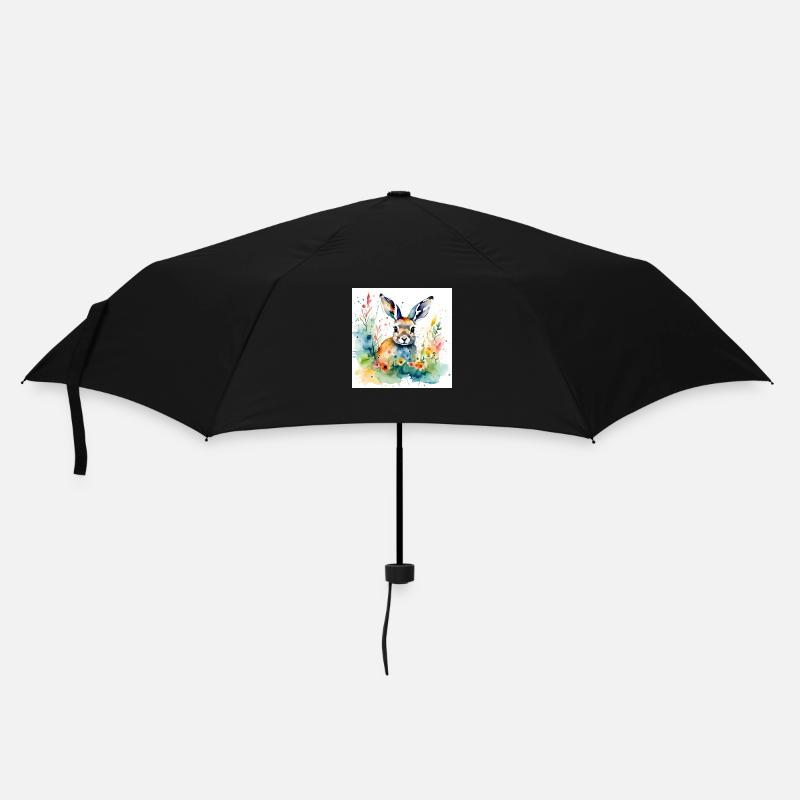 Hase farbig - Regenschirm (klein) - Schwarz