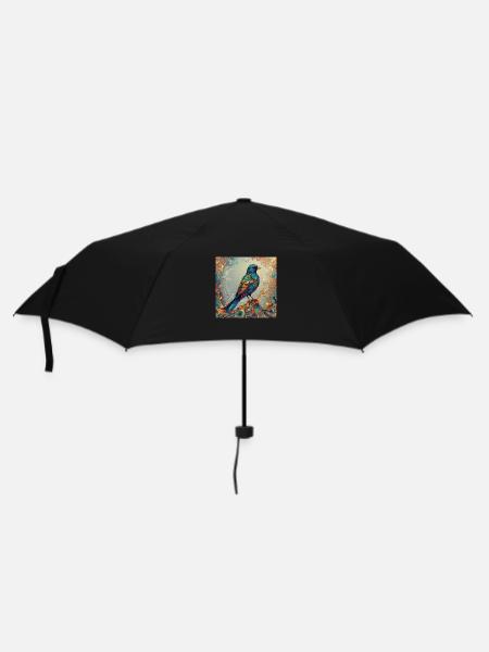 Vogel farbig rechteckig - Regenschirm (klein) - Schwarz
