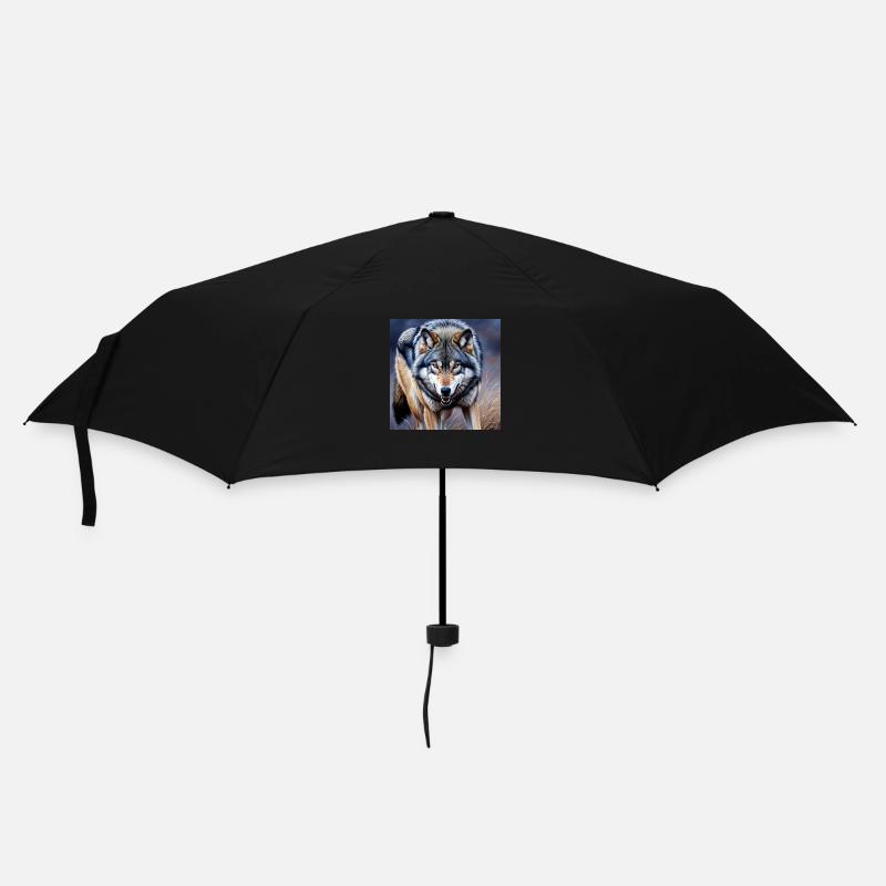 Wolf - Regenschirm (klein) - Schwarz