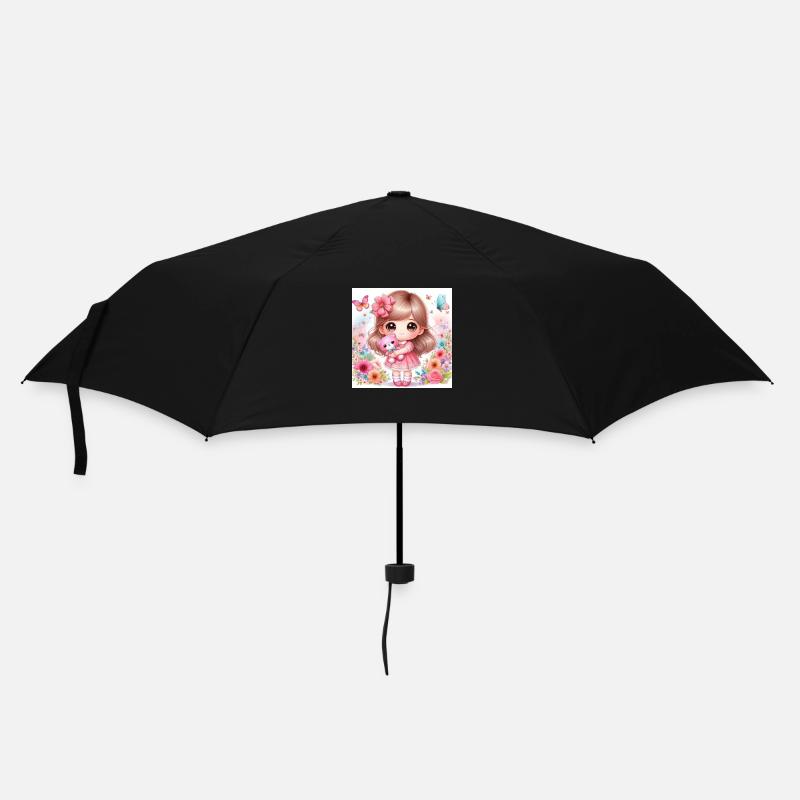 Petite poupée avec un nounours - Parapluie standard - noir