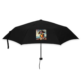 Bunter Papagei mit Piratenhut auf einem Schiff. - Regenschirm (klein) - Schwarz - Vorne
