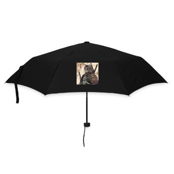 Cat Samurai Japan Ukiyo-E - Umbrella (small) - black - Front