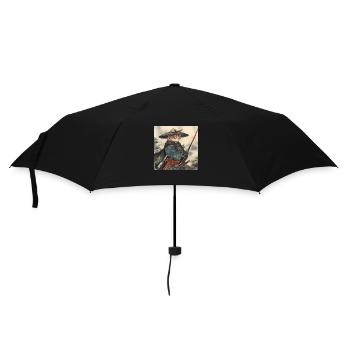 Cat Samurai Japan Ukiyo-E - Umbrella (small) - black - Front