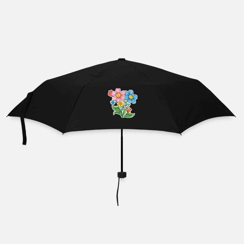 Blumen - Regenschirm (klein) - Schwarz