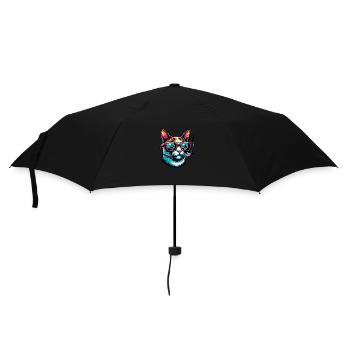 funny cat with joint - Umbrella (small) - black - Front