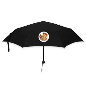 Pizza Stück Pizzeria - Regenschirm (klein) - Schwarz - Vorne