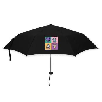 Popart Colorful Elephant Bunny Shark Goat - Umbrella (small) - black - Front