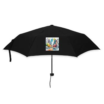 Colourful Autumn City Street - Umbrella (small) - black - Front