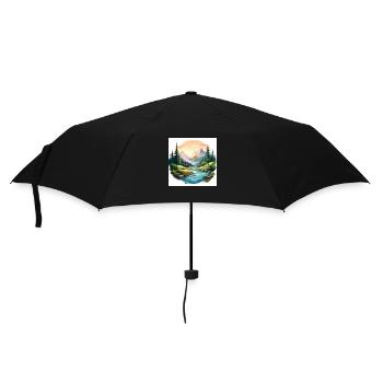 Scenic Mountain River Art - Umbrella (small) - black - Front