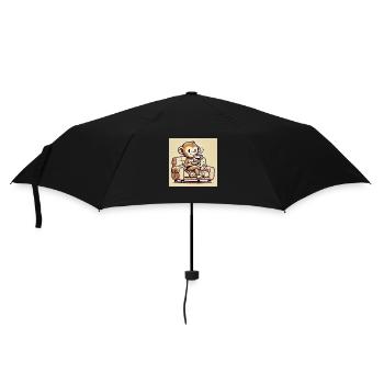 Entspannter Affe – KI-Design - Regenschirm (klein) - Schwarz - Vorne