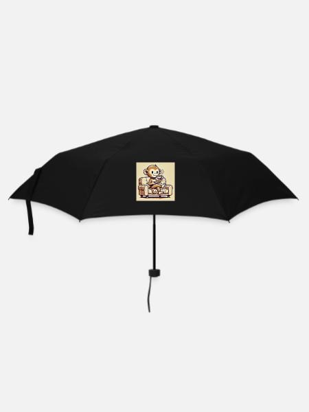 Entspannter Affe – KI-Design - Regenschirm (klein) - Schwarz