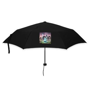 Alien builds Stonehenge - Umbrella (small) - black - Front