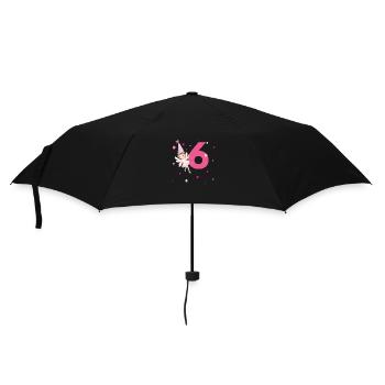 6e anniversaire fée rose - Parapluie standard - noir - Devant