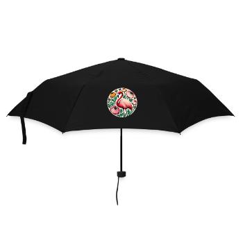 Flamingo - Regenschirm (klein) - Schwarz - Vorne