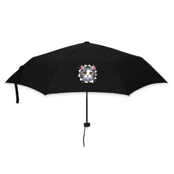 Curious Cat Peeking Through Hole Design - Umbrella (small) - black - Front