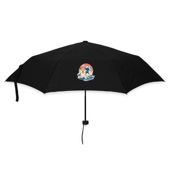 Shiba Inu with Japanese Wave Art - Umbrella (small) - black - Front