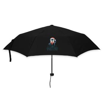 Kühle Grüße zur Weihnachtszeit – Pinguin - Regenschirm (klein) - Schwarz - Vorne