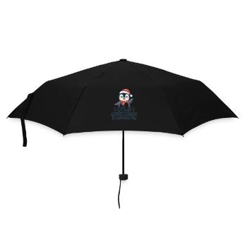 Kühle Grüße zur Weihnachtszeit – Pinguin - Regenschirm (klein) - Schwarz - Vorne