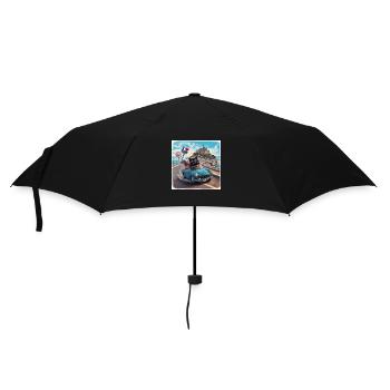 Cat on tour - I love France - Mont-Saint-Michel - Umbrella (small) - black - Front