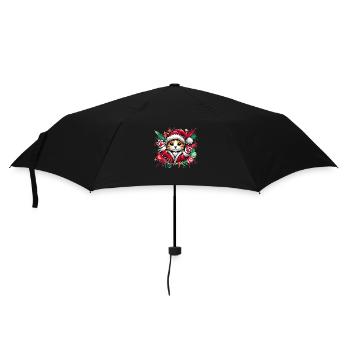 cute cat dressed up as santa claus - Umbrella (small) - black - Front