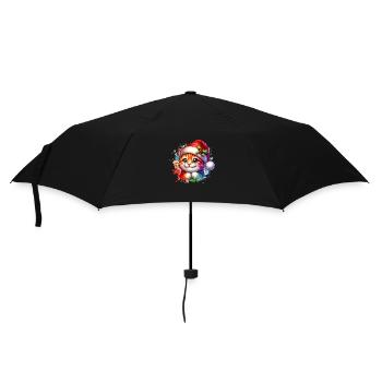 Chat mignon Noël - Parapluie standard - noir - Devant