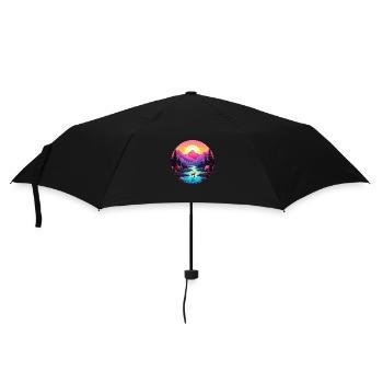 Majestätischer Hirsch im Sonnenuntergang -Geschenk - Regenschirm (klein) - Schwarz - Vorne