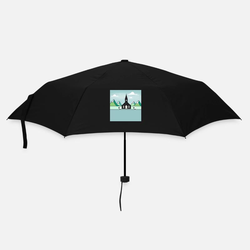 Buðakirkja - Regenschirm (klein) - Schwarz