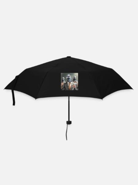 Tauben im Anzug - Regenschirm (klein) - Schwarz