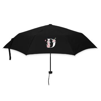 Lettre d fleurs rose - Parapluie standard - noir - Devant