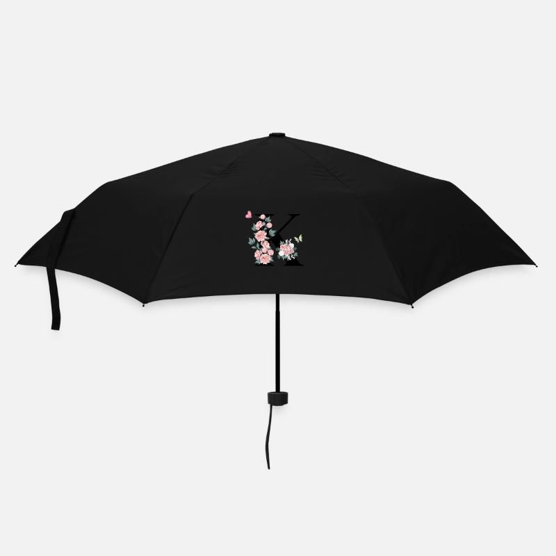Lettre k fleurs rose - Parapluie standard - noir