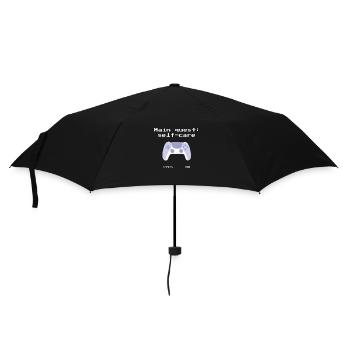 Main Quest Self-Care: retro design with controller - Umbrella (small) - black - Front