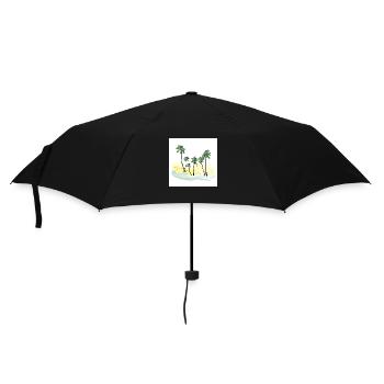 Paradiesischer Strand mit karibischen Palmen - Regenschirm (klein) - Schwarz - Vorne