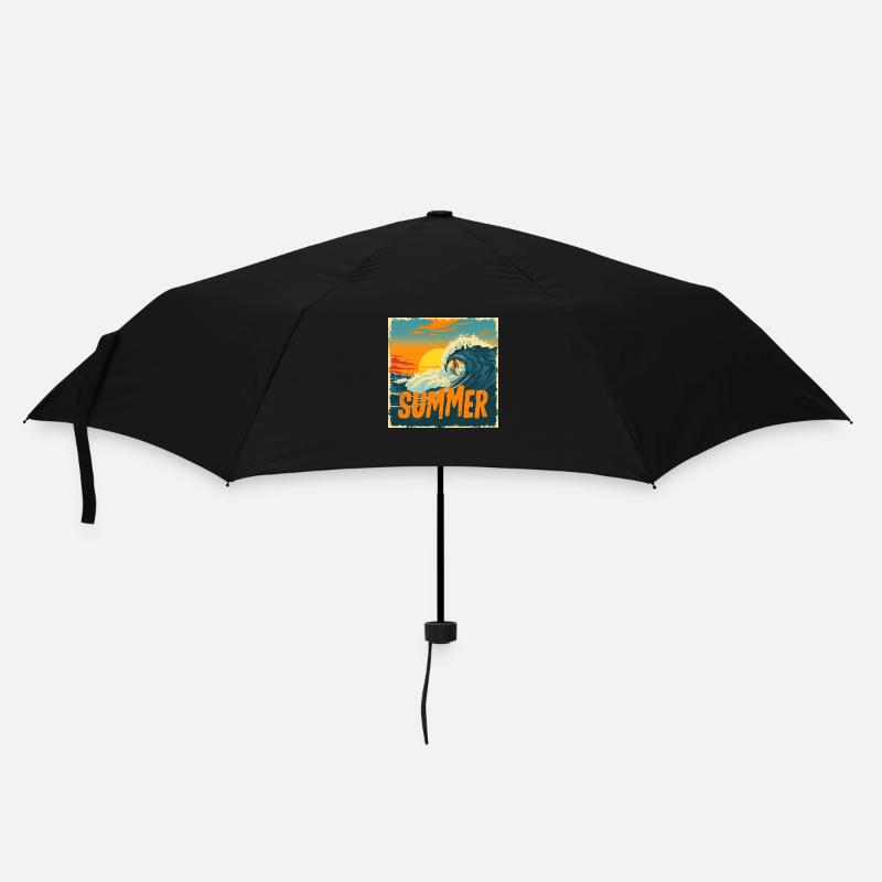 Summer Surf – Retro Wave Ride! - Regenschirm (klein) - Schwarz