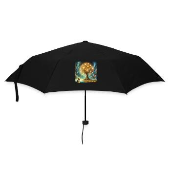 Der leuchtende Baum - Regenschirm (klein) - Schwarz - Vorne